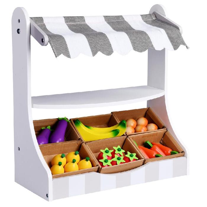 Forestoy Wooden Play Shop Pretend Play Shop Store and Market Playing with Fruits and Vegitables