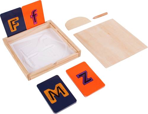 Montessori Sand Letter Formation Sand Tray with Lid Deep Wooden Sand Writing Trays