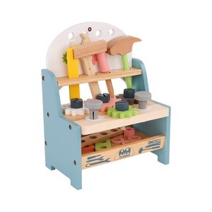 Tabletop Workbench Wooden Toy Mini Wooden Play Tool Workbench Set for Kids Toddlers - Construction Toys Gift for 18 Months 2 3 4 5 Years Old Boys Girls