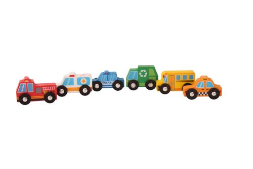 Wooden Vehicles and Traffic Signs With 6 Cars and 6 Signs Wooden Street Signs Cars Playset