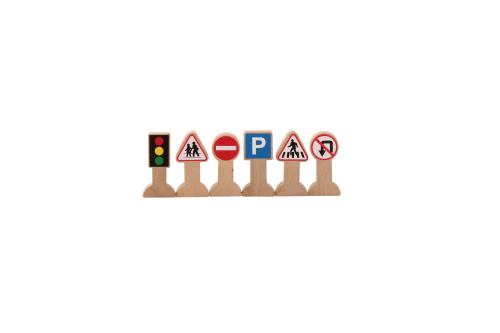 Wooden Vehicles and Traffic Signs With 6 Cars and 6 Signs Wooden Street Signs Cars Playset