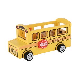 Wooden School Bus Toy Set With 9 Figures, Pretend Play, Classic Toys For Kids