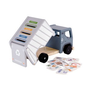 Wooden Garbage Truck Toy Waste Management Recycling Vehicle Wooden Recycling Truck