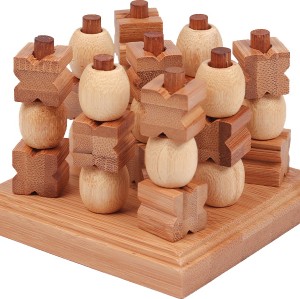 Handmade & Organic Wooden Tic Tac Toe XOXO Brainteaser Puzzles 3D Wooden Brain Teasers Strategy Game