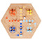 Wooden Ludo Game | Hexagonal Race Toy | (Wood, 30cm x 26cm, Dice Rolling) | OEM