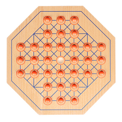 Wooden Solitaire Game - 32 Piece Solitaire Board Game with Wooden Pegs