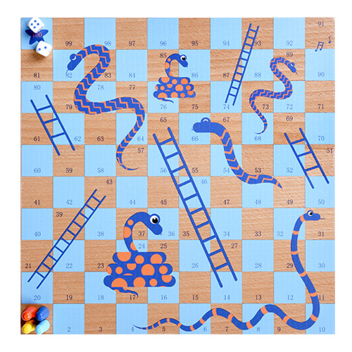 Traditional Snakes and Ladders Game - Quality Snake and Ladders Games for Kids and Adults, Up to 4 Players, Board Game Includes Counters Dices