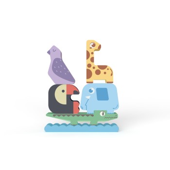 Wooden Wooden Forest Animal Wooden Stacking Tower Activities Toy | Great Gift for Kids and Toddlers