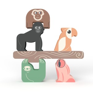 Stacking Jungle Animals - Wooden Stacking Tower Shaped Blocks Developmental Toy Wooden