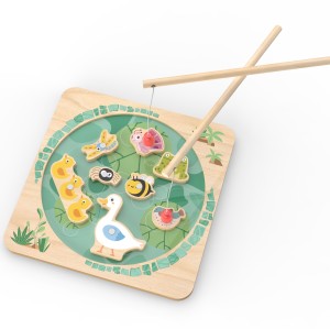 Pond Dipping - Wooden Magnetic Fishing Game Toy for Kids -  8 Pond Animals with Numbers at the Back