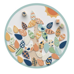 Colourful Leaves Game Educational Colour Sorting Wooden Leaves Toy with 3 Colors Matching