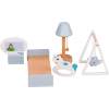 Wooden Miniature Dollhouse Furniture Set Bed Room Accessories Pretend Toys
