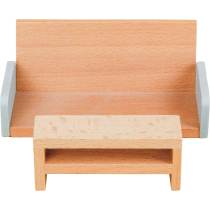 Wooden Miniature Dollhouse Furniture Set Bed Room Accessories Pretend Toys