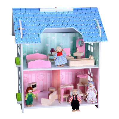 Forestoy Wooden 2 Storey Dollhouse for Kids Wooden Pretty Doll's House DIY Pretend Dream Cottage Suitable for Ages 3+