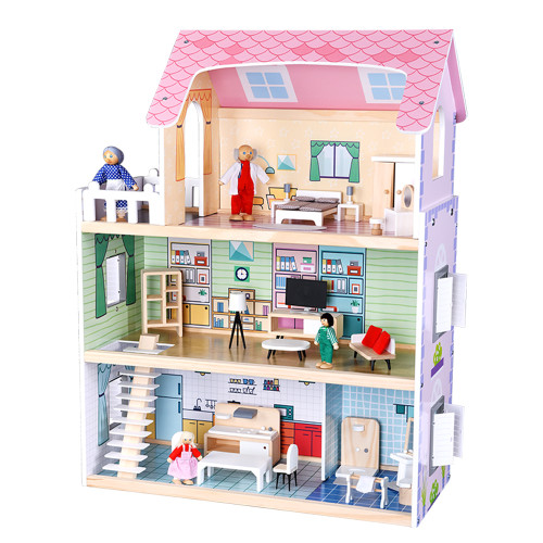 Forestoy 3-Storey Doll's House Dollhouse for Kids Doll House DIY Pretend Dream House Cottage Suitable for Ages 3+