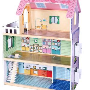 Forestoy 3-Storey Doll's House Dollhouse for Kids Doll House DIY Pretend