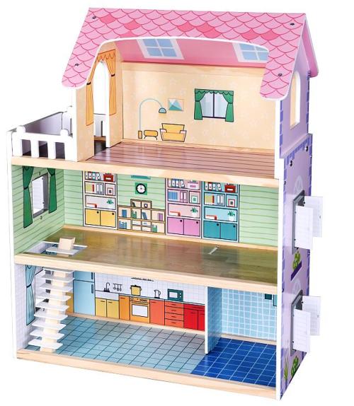 Forestoy 3-Storey Doll's House Dollhouse for Kids Doll House DIY Pretend Dream House Cottage Suitable for Ages 3+