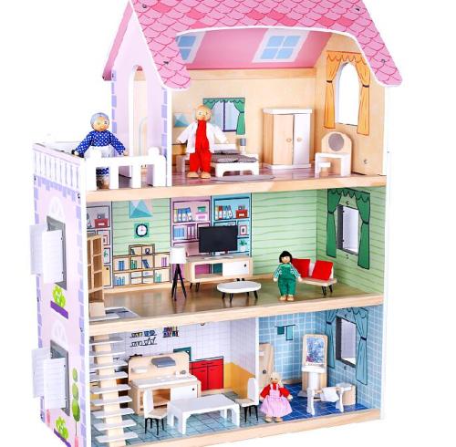 Forestoy 3-Storey Doll's House Dollhouse for Kids Doll House DIY Pretend