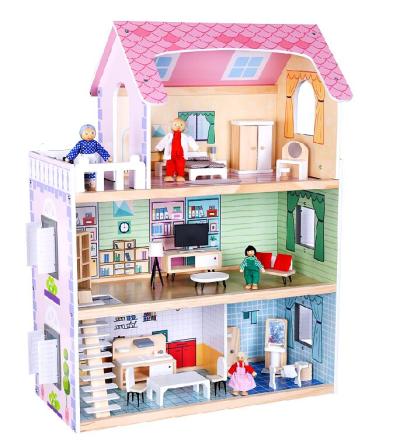 Forestoy 3-Storey Doll's House Dollhouse for Kids Doll House DIY Pretend Dream House Cottage Suitable for Ages 3+