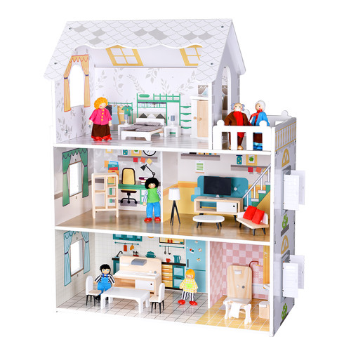 3-Storey Doll's House Forestoy Doll House Wooden Dollhouse for Kids