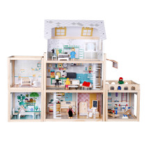 Forestoy 3-Storey Doll's House Wooden Dollhouse for Kids