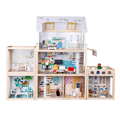 Forestoy 3-Storey Doll's House Wooden Dollhouse for Kids 3+ years X-Large 3 Story Easy to Assemble Toy