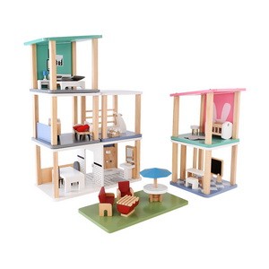 Forestoy Stackable Wooden Doll House for Kids 3+ years Modern Family Dollhouse