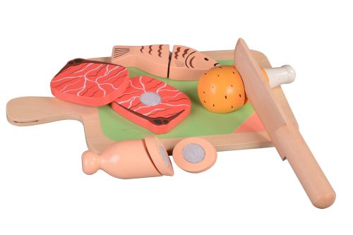 Forestoy Wooden Play Food Cutting Meat Set  Toddlers Toy