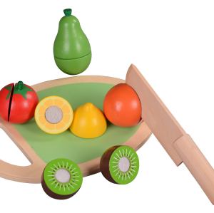 Forestoy Wooden Play Food Cutting Toy Set Wooden Toys for Toddlers Toy Food Play Kitchen Accessories