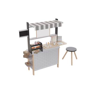 Forestoy 2 in 1 Kids Play Kitchen and Restaurant Cafe Wooden Pretend Cooking Toy