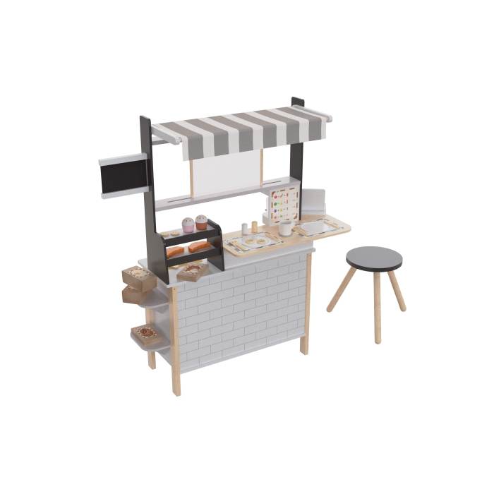 Forestoy 2 in 1 Kids Play Kitchen and Restaurant Cafe Wooden Pretend Cooking Toy