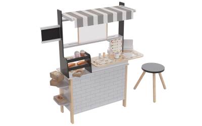 Forestoy 2 in 1 Kids Play Kitchen and Restaurant Cafe Wooden Pretend Cooking Toy