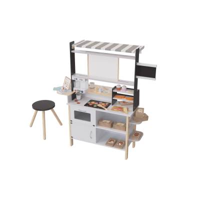 Forestoy 2 in 1 Kids Play Kitchen and Restaurant Cafe Wooden Pretend Cooking Toy