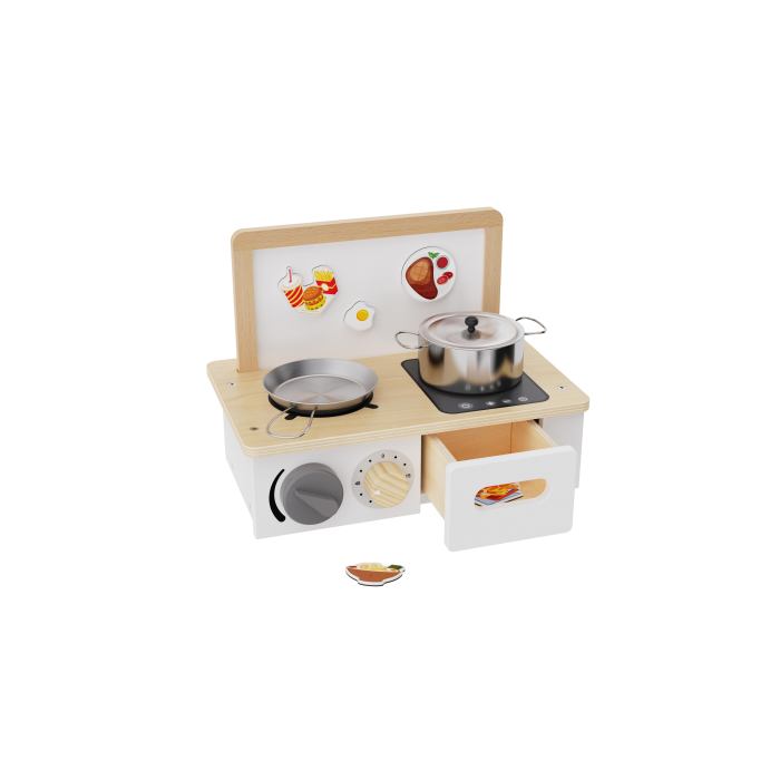 Forestoy Tabletop Wooden Kitchen Toys with Magnetic Board with Accessories for Toddlers