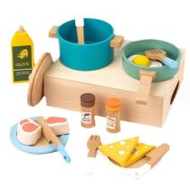 Forestoy Tabletop Kitchen Playset - Pretend Play Kitchen Accessories Coffee & Tea Machine in Wood