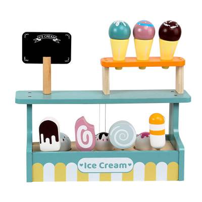 Forestoy Shop with Accessories Wooden Ice Cream Toys Playset Pretend Play Kitchen Accessories Toys