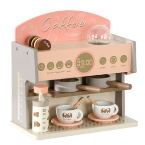 Wooden Coffee Shop Playset Set Pretend Play Kitchen Accessories Coffee Machine