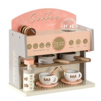 Wooden Coffee Shop Playset Set Pretend Play Kitchen Accessories Coffee Machine