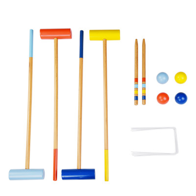 Wooden Croquet Set Kids Croquet Game Set Classic Outdoor Lawn and Party Game Parent- child Interactive Toy for Kids 2 Player children croquet toy Sets Wooden Croquet Toy