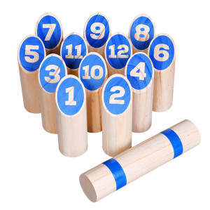 Wooden Molkky Game Outdoor Throwing Game Wooden Pin & Skittles Game