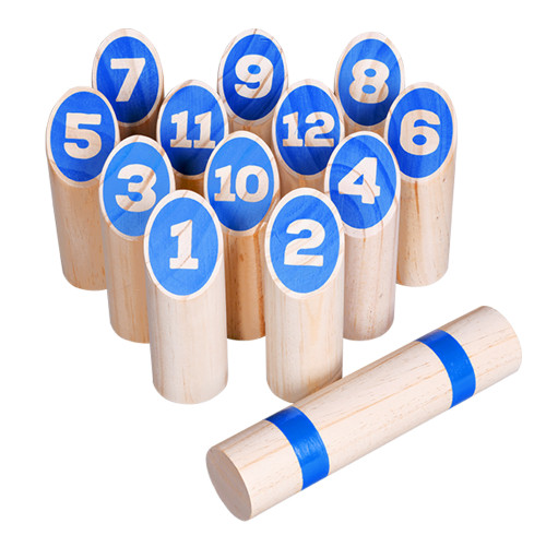Wooden Molkky Game Outdoor Throwing Game Wooden Pin & Skittles Game