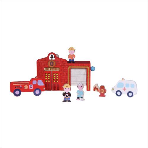 Imagination Fine Motor Skills Build-and-Paint Wooden Fire Station Toys Vehicles