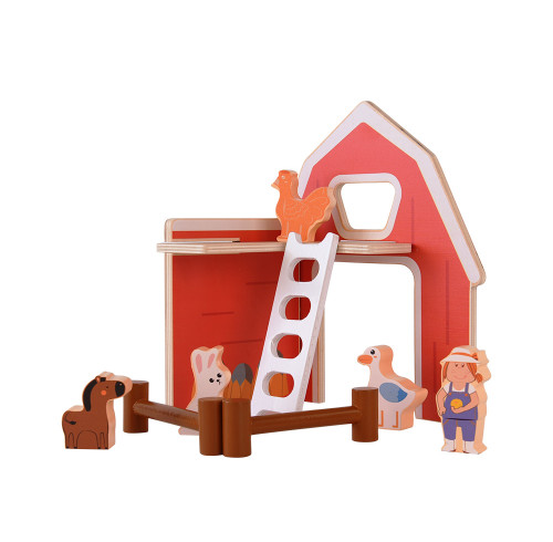 Forestoy Wooden Playset "Farm" Wooden Farm Toys for Toddlers Montessori Farm Animal Pretend