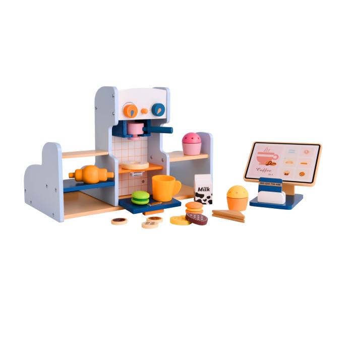 Forestoy Wooden Coffee Shop with Accessories Montessori Toy Role Play Toys