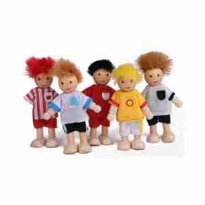 Wooden Dollhouse Set 5 Sportsmen Unique Accessory for Kid’s Wooden Dolls Doll Set 