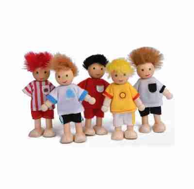 Wooden Dollhouse Set 5 Sportsmen Unique Accessory for Kid’s Wooden Dolls Doll Set "Sportsmen", 5pcs