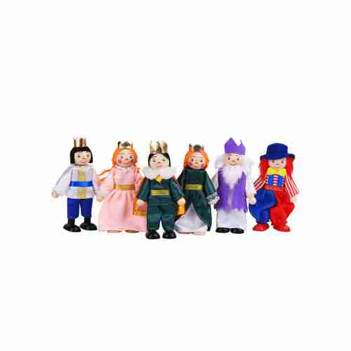 Wooden Doll House Royalty People of 6 Figures Dolls Family Set for Dollhouse Doll Set "Royalty", 6pcs