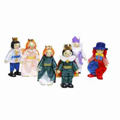 Wooden Doll House Royalty People of 6 Figures Dolls Family Set for Dollhouse Doll Set 