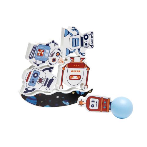 Balance Bowling Set "Space" with  Wooden Space Shape Blocks &1 Ball, Toddler Bowling Set