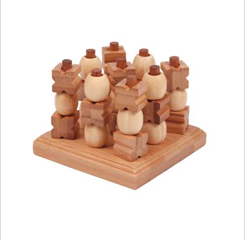 Handmade & Organic Wooden Tic Tac Toe XOXO Brainteaser Puzzles 3D Wooden Brain Teasers Strategy Game